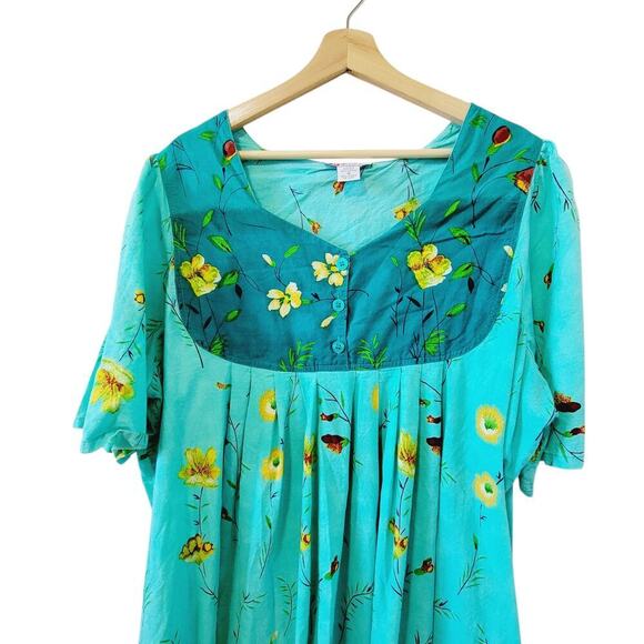 Woman Within Floral Button Bust Short Sleeve 100% Cotton Maxi Dress Size 1X - Picture 4 of 8